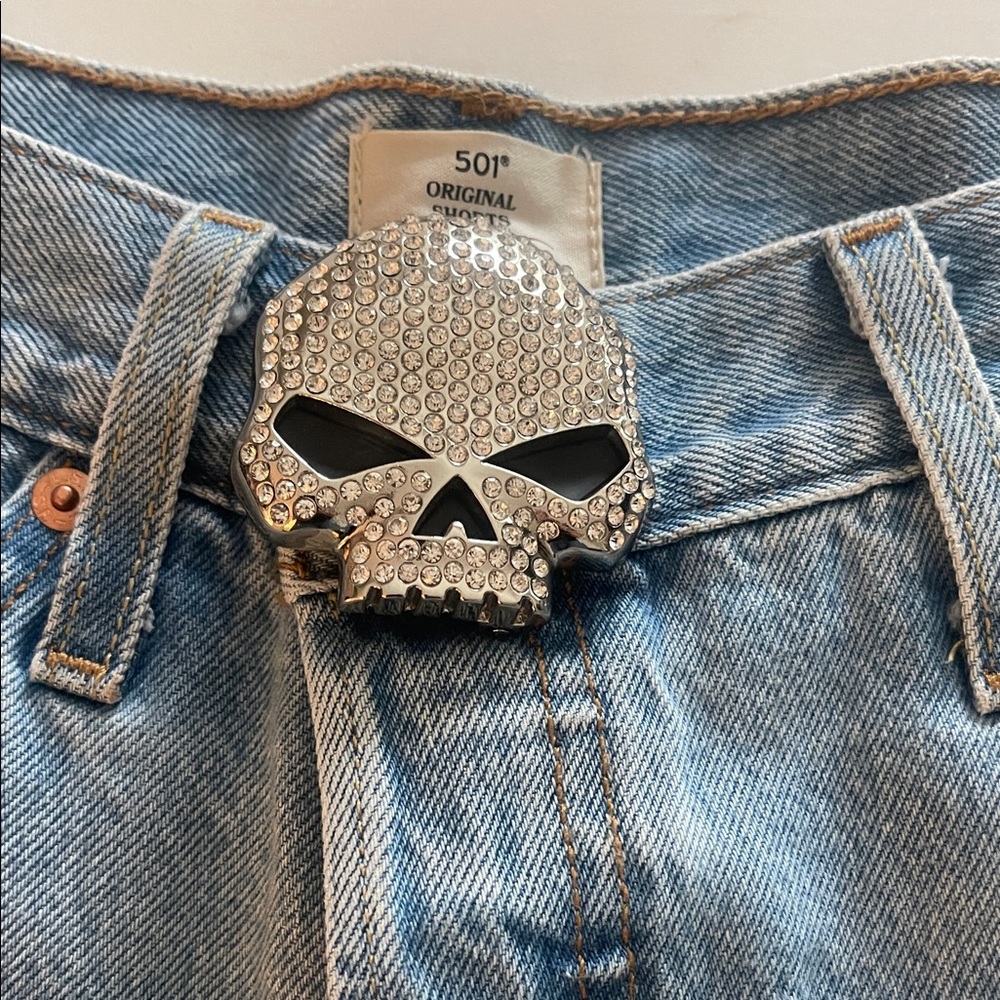 Harley Davidson Rhinestone Skull Belt Buckle